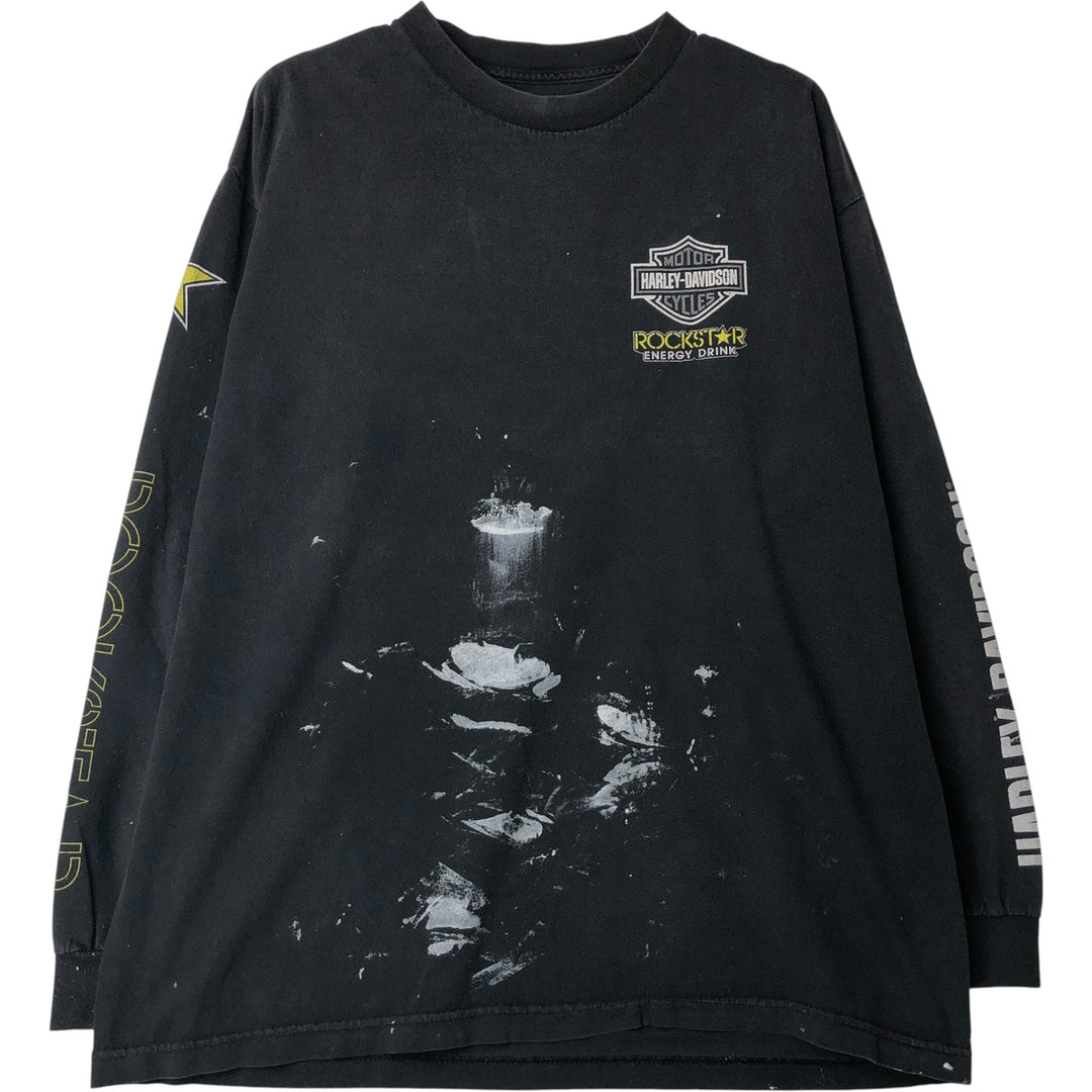 Harley-Davidson Long Sleeve T-Shirt, Men's Size L unclear black type Vintage Second Hand