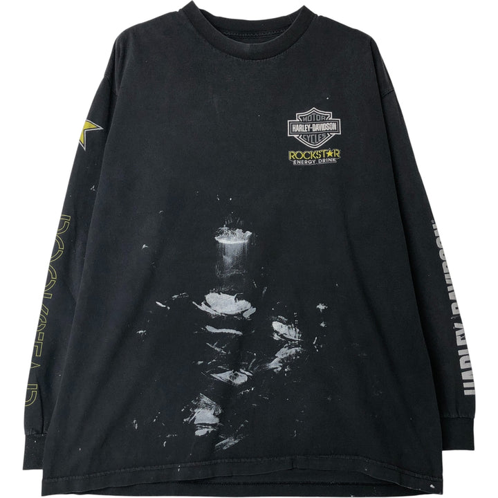 Harley-Davidson Long Sleeve T-Shirt, Men's Size L unclear black type Vintage Second Hand