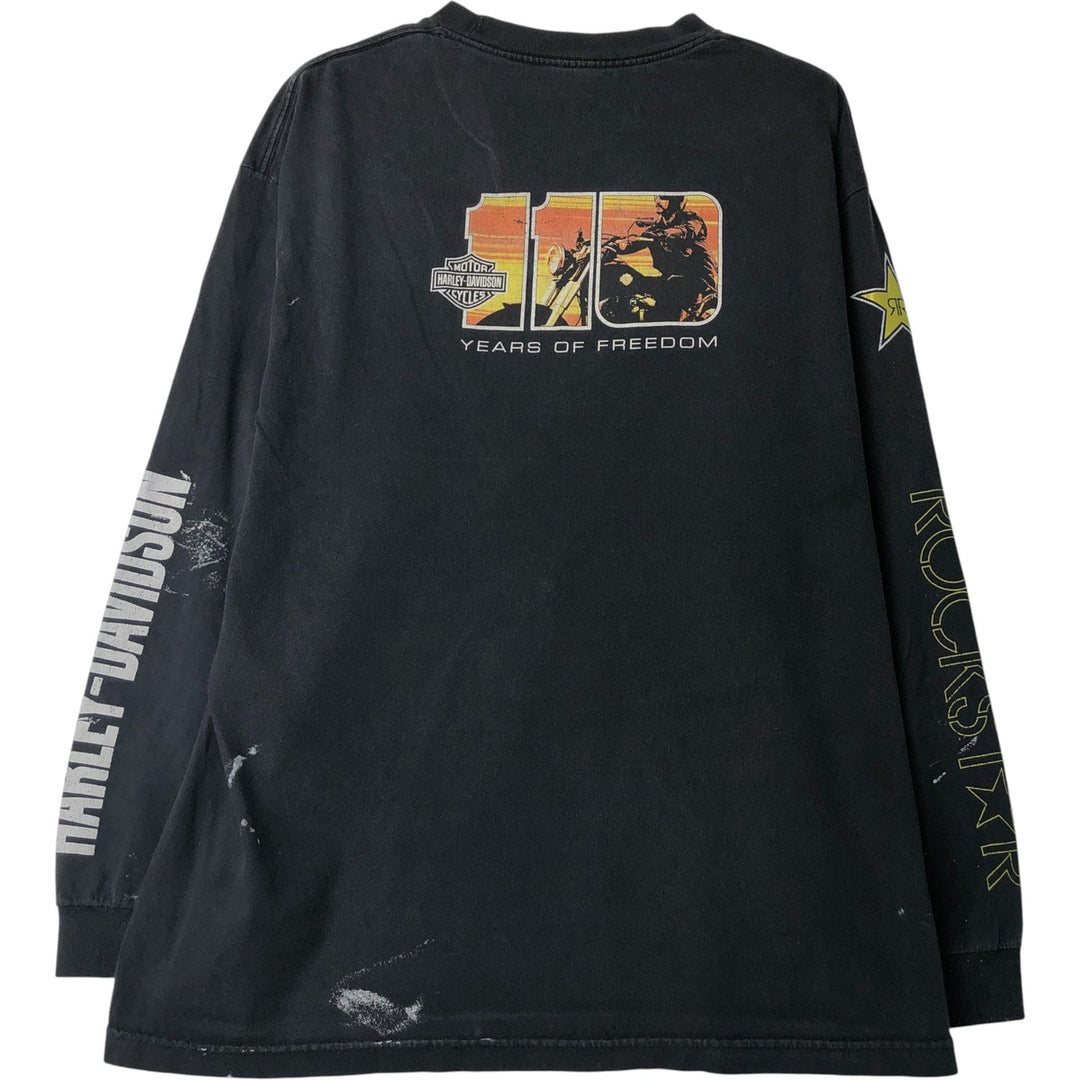 Harley-Davidson Long Sleeve T-Shirt, Men's Size L unclear black type Vintage Second Hand