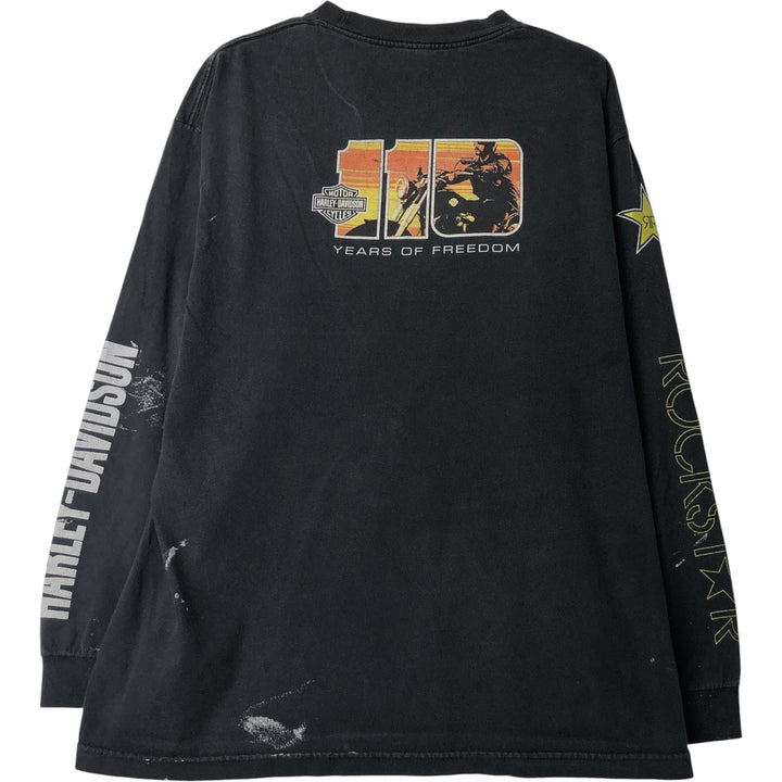 Harley-Davidson Long Sleeve T-Shirt, Men's Size L unclear black type Vintage Second Hand