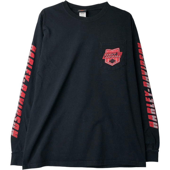 Harley-Davidson Eagle Pattern Long T-shirt, Men's M size cotton black type Vintage Second Hand
