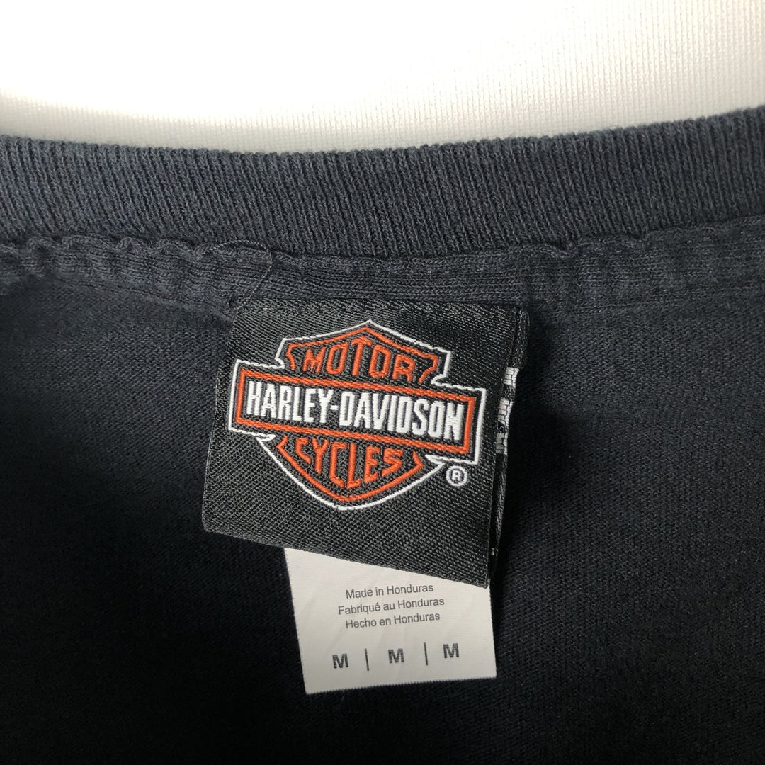 Harley-Davidson Eagle Pattern Long T-shirt, Men's M size cotton black type Vintage Second Hand