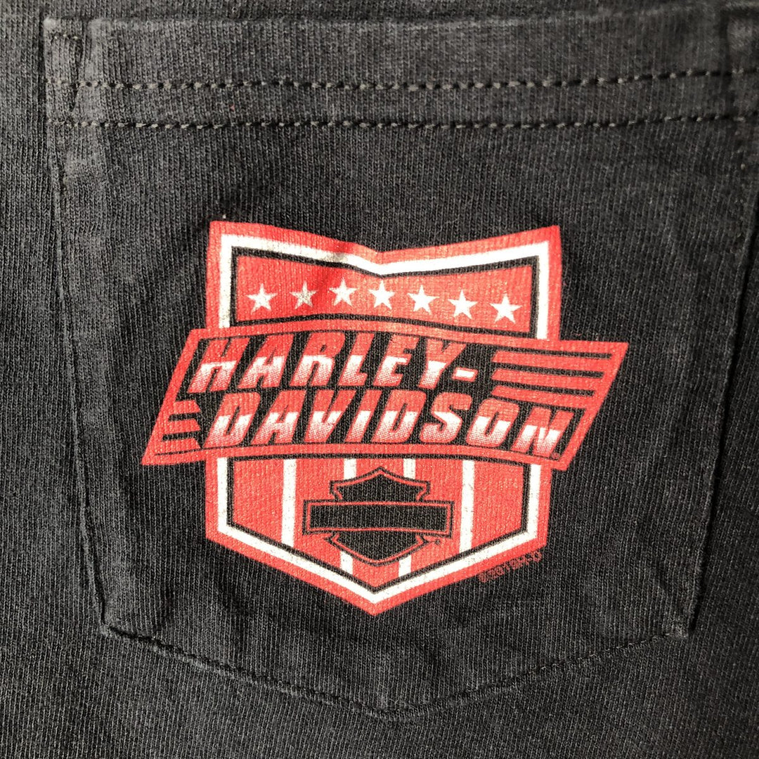 Harley-Davidson Eagle Pattern Long T-shirt, Men's M size cotton black type Vintage Second Hand