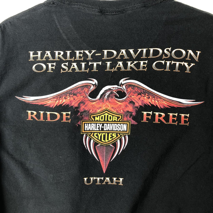 Harley-Davidson Eagle Pattern Long T-shirt, Men's M size cotton black type Vintage Second Hand