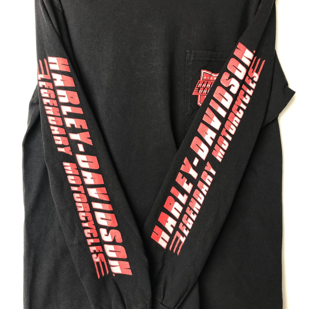 Harley-Davidson Eagle Pattern Long T-shirt, Men's M size cotton black type Vintage Second Hand