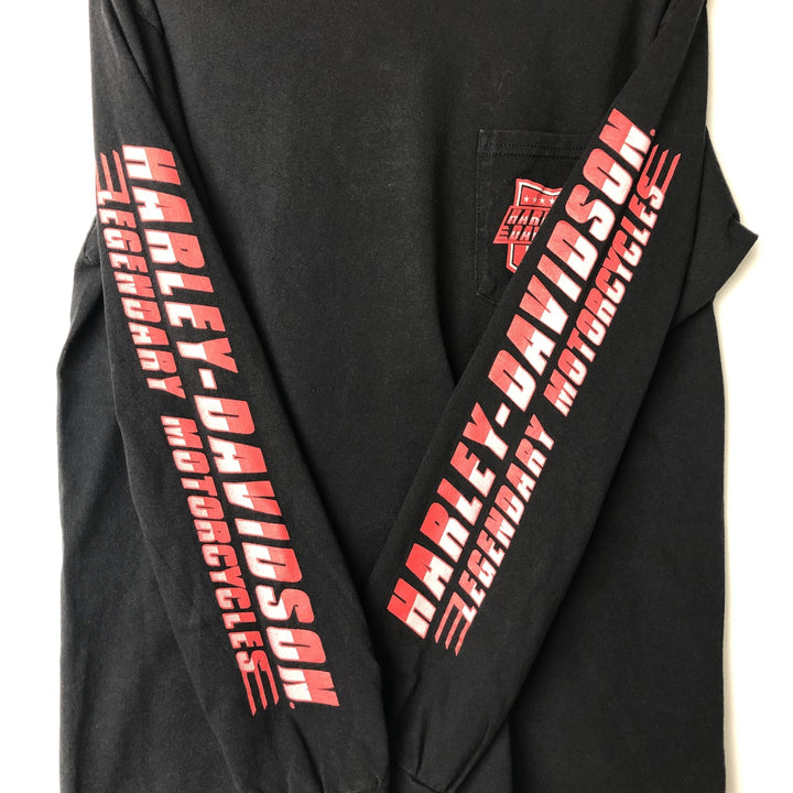 Harley-Davidson Eagle Pattern Long T-shirt, Men's M size cotton black type Vintage Second Hand