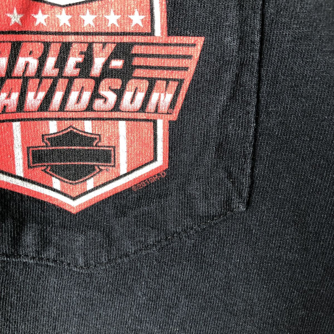 Harley-Davidson Eagle Pattern Long T-shirt, Men's M size cotton black type Vintage Second Hand
