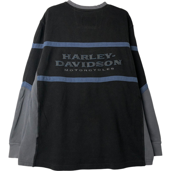 Harley-Davidson V-neck long T-shirt, men's size XL cotton black type Vintage Second Hand