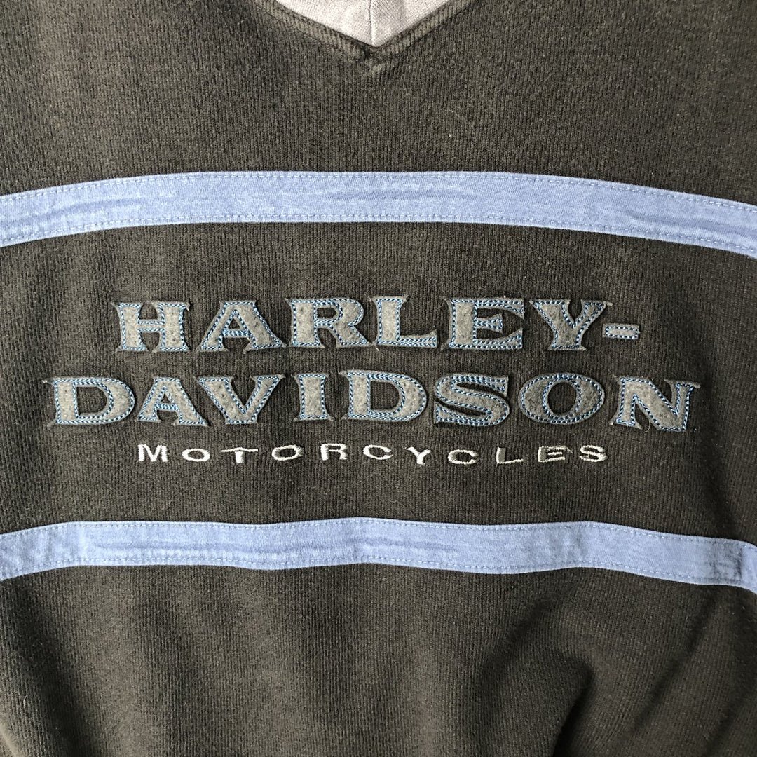 Harley-Davidson V-neck long T-shirt, men's size XL cotton black type Vintage Second Hand