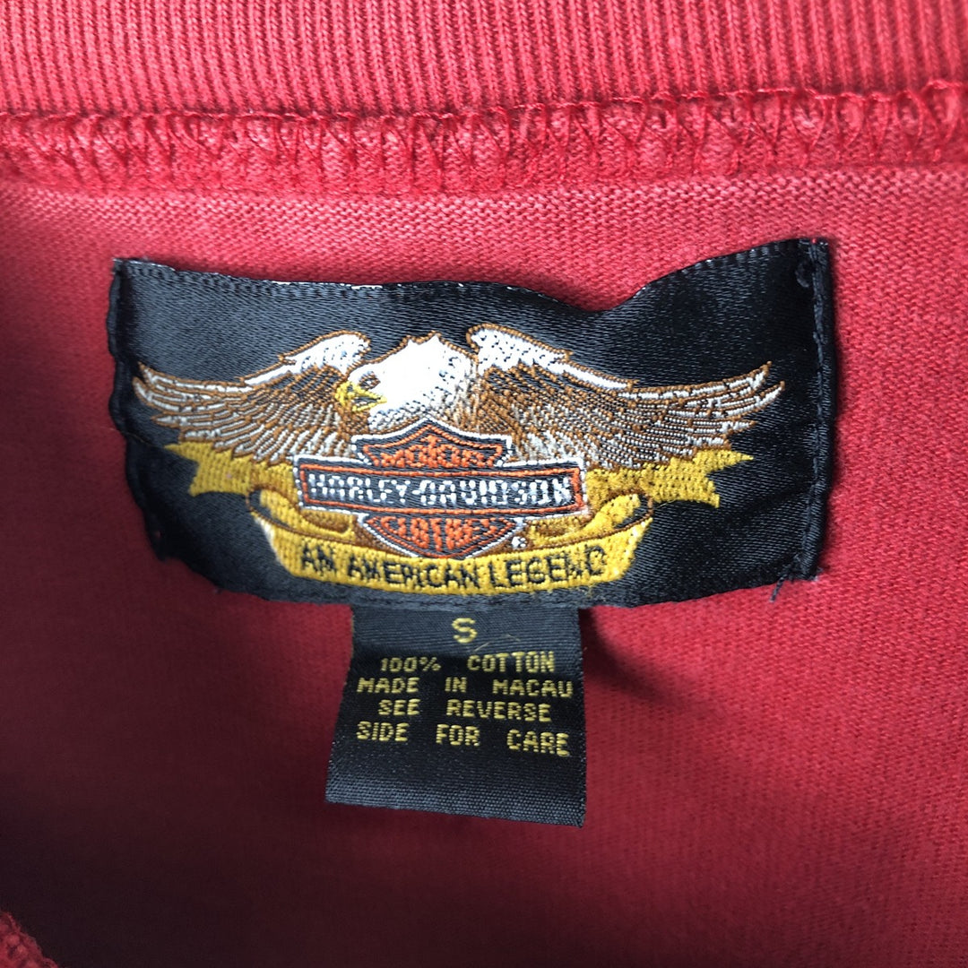 Harley-Davidson Motorcycle Henley Long Sleeve T-Shirt, Men's Size Small cotton red type Vintage Second Hand