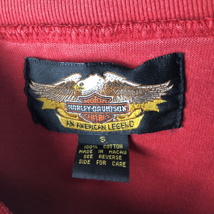 Harley-Davidson Motorcycle Henley Long Sleeve T-Shirt, Men's Size Small cotton red type Vintage Second Hand