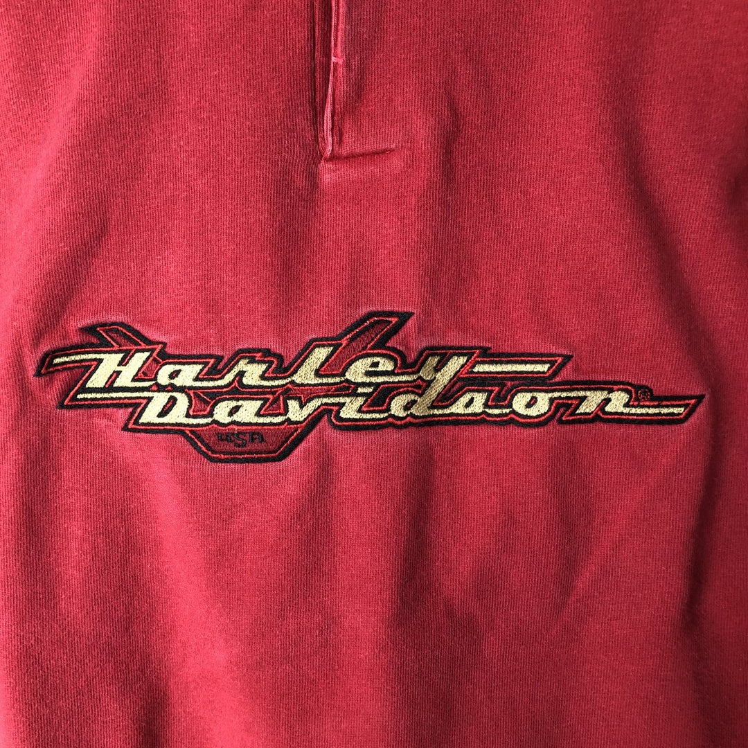 Harley-Davidson Motorcycle Henley Long Sleeve T-Shirt, Men's Size Small cotton red type Vintage Second Hand