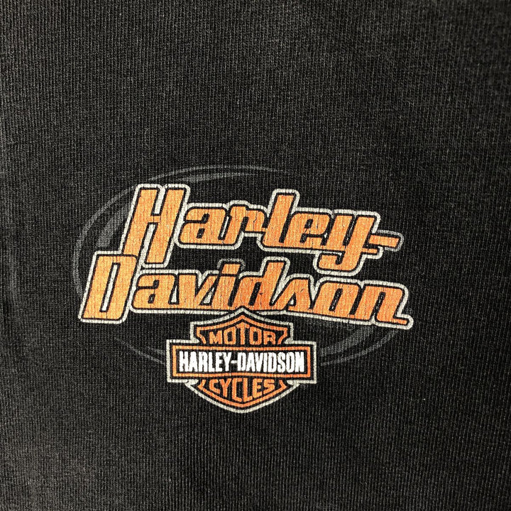 2000'S Harley-Davidson Motorcycle Henley Neck Long Sleeve T-Shirt, Men's Size Medium unclear black type Vintage Second Hand
