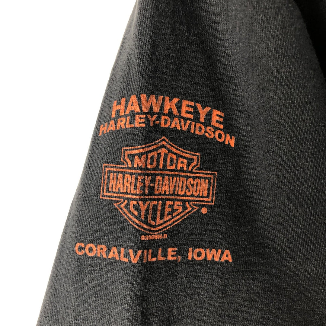 2000'S Harley-Davidson Motorcycle Henley Neck Long Sleeve T-Shirt, Men's Size Medium unclear black type Vintage Second Hand