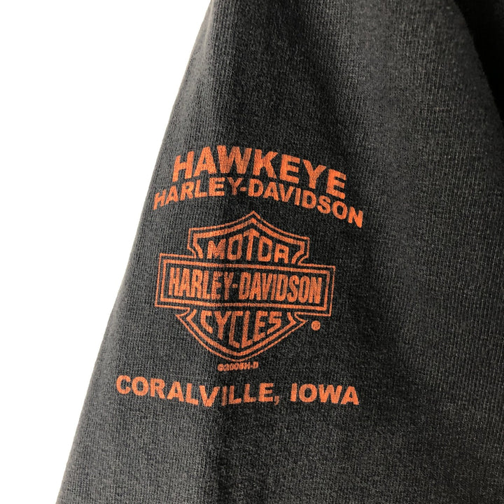 2000'S Harley-Davidson Motorcycle Henley Neck Long Sleeve T-Shirt, Men's Size Medium unclear black type Vintage Second Hand