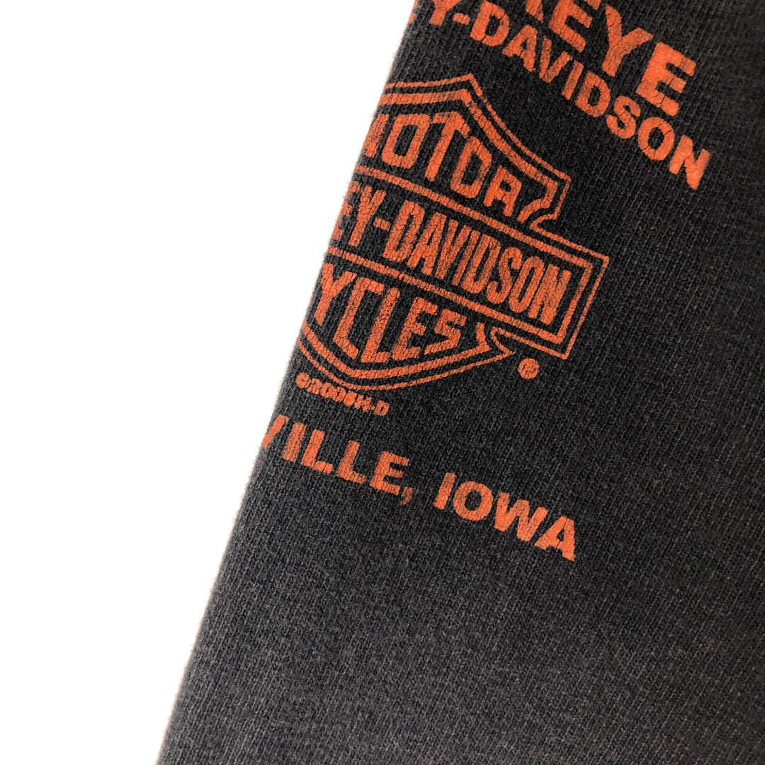 2000'S Harley-Davidson Motorcycle Henley Neck Long Sleeve T-Shirt, Men's Size Medium unclear black type Vintage Second Hand
