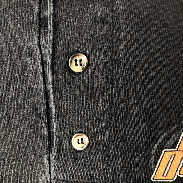 2000'S Harley-Davidson Motorcycle Henley Neck Long Sleeve T-Shirt, Men's Size Medium unclear black type Vintage Second Hand