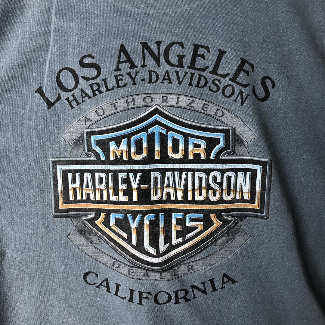 2000'S Harley-Davidson Motorcycle Two-Tone Long Sleeve T-Shirt, Made in USA, Men's Size XL cotton blue type Vintage Second Hand