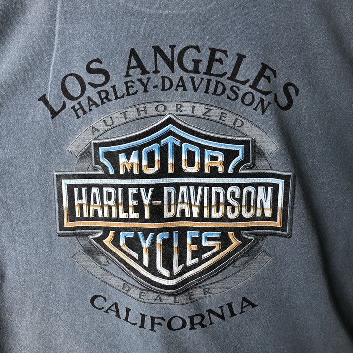 2000'S Harley-Davidson Motorcycle Two-Tone Long Sleeve T-Shirt, Made in USA, Men's Size XL cotton blue type Vintage Second Hand