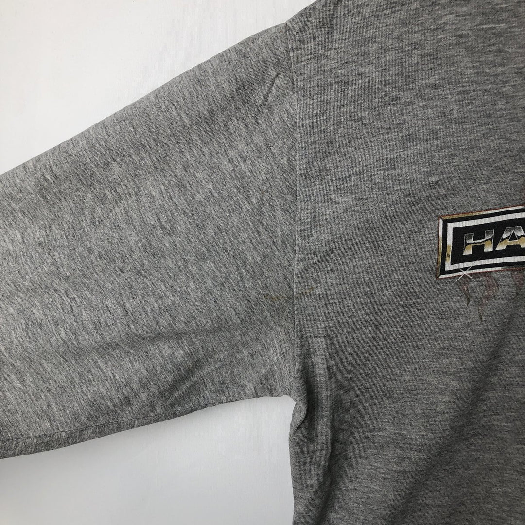 2000'S Harley-Davidson Fire Pattern Motorcycle Long Sleeve T-Shirt, Made in USA, Men's Size L cotton gray type Vintage Second Hand