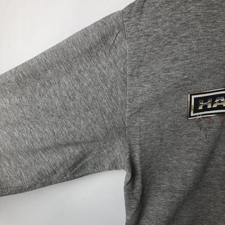 2000'S Harley-Davidson Fire Pattern Motorcycle Long Sleeve T-Shirt, Made in USA, Men's Size L cotton gray type Vintage Second Hand