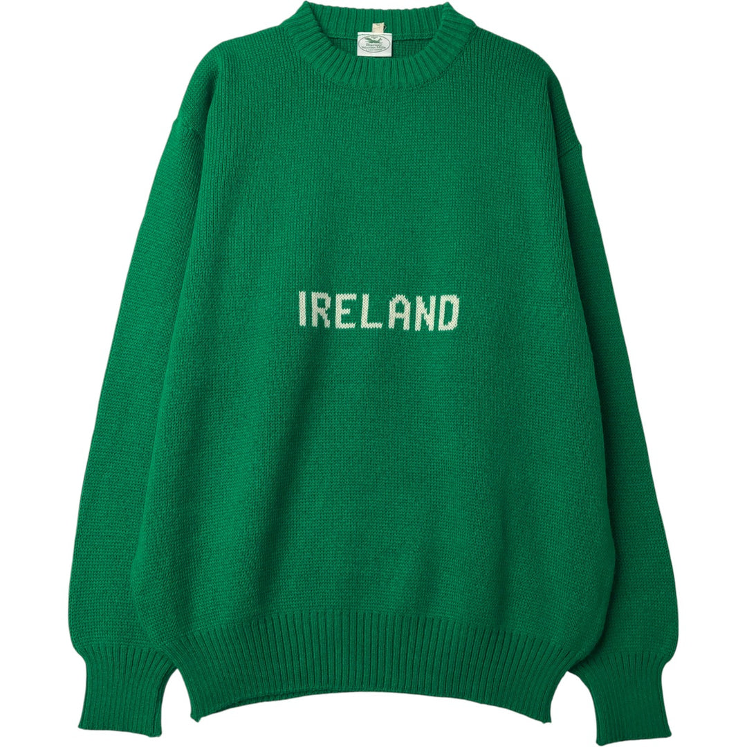 Blarney Woolen Mills All-Over Print Acrylic Knit Sweater, Men's Size L acrylic green type Vintage Second Hand