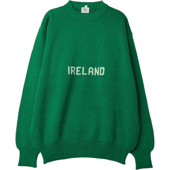 Blarney Woolen Mills All-Over Print Acrylic Knit Sweater, Men's Size L acrylic green type Vintage Second Hand