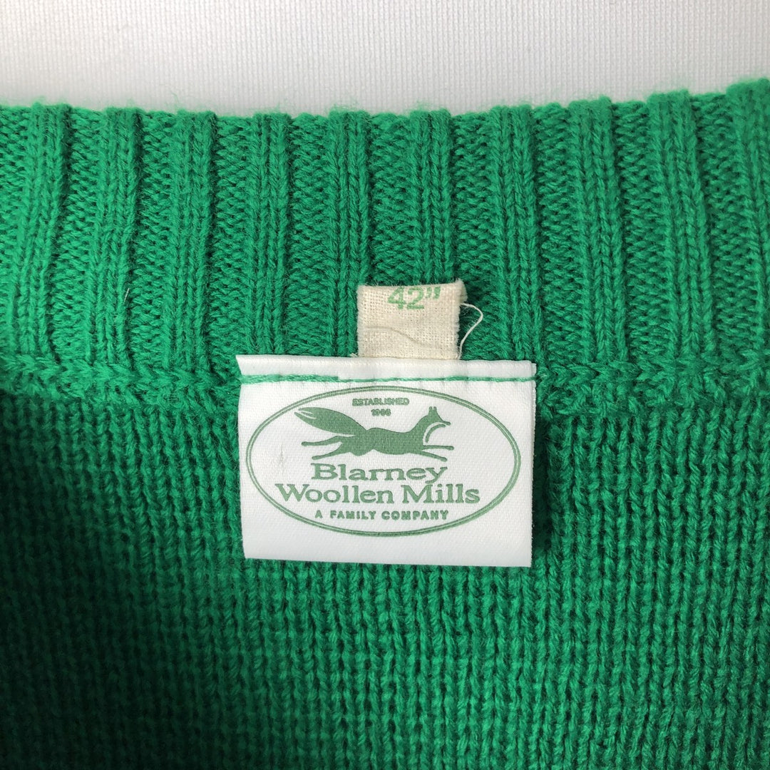 Blarney Woolen Mills All-Over Print Acrylic Knit Sweater, Men's Size L acrylic green type Vintage Second Hand