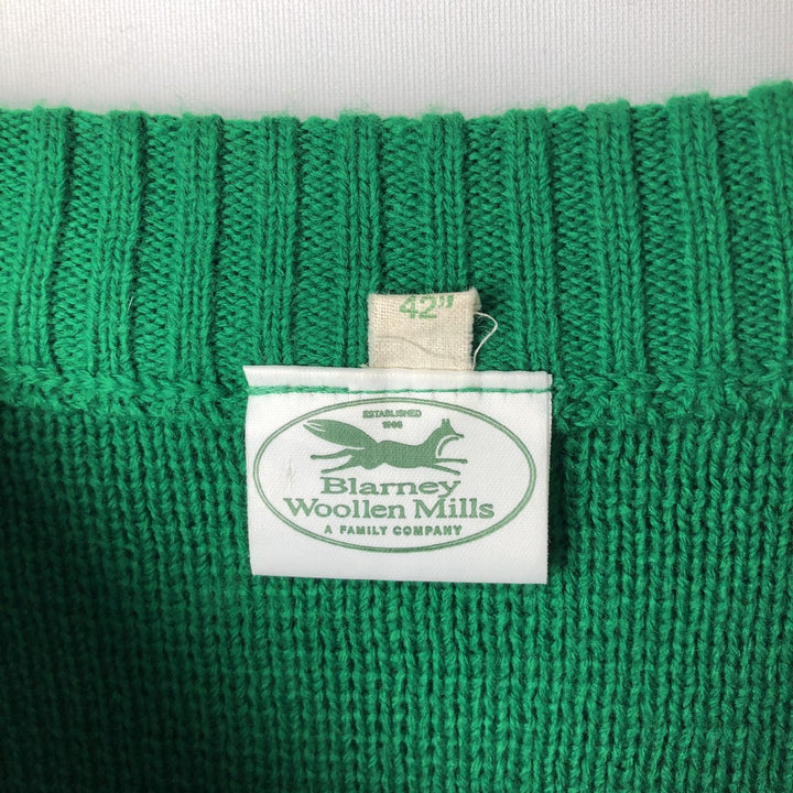 Blarney Woolen Mills All-Over Print Acrylic Knit Sweater, Men's Size L acrylic green type Vintage Second Hand