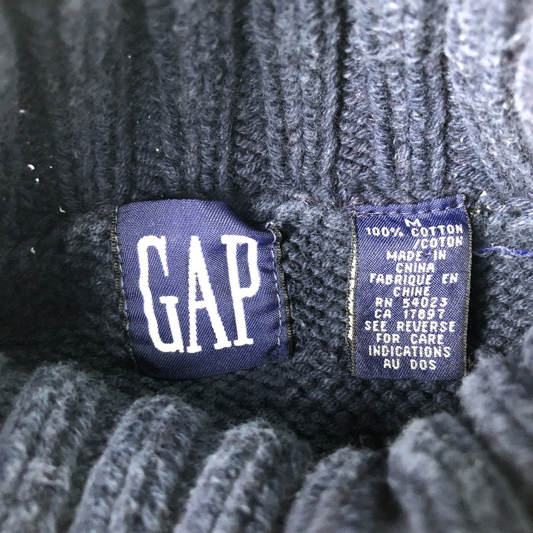 Vintage 90'S Gap Old Gap Snow Pattern Turtleneck Cotton Knit Sweater, Men's Size Medium cotton navy blue type Vintage Second Hand
