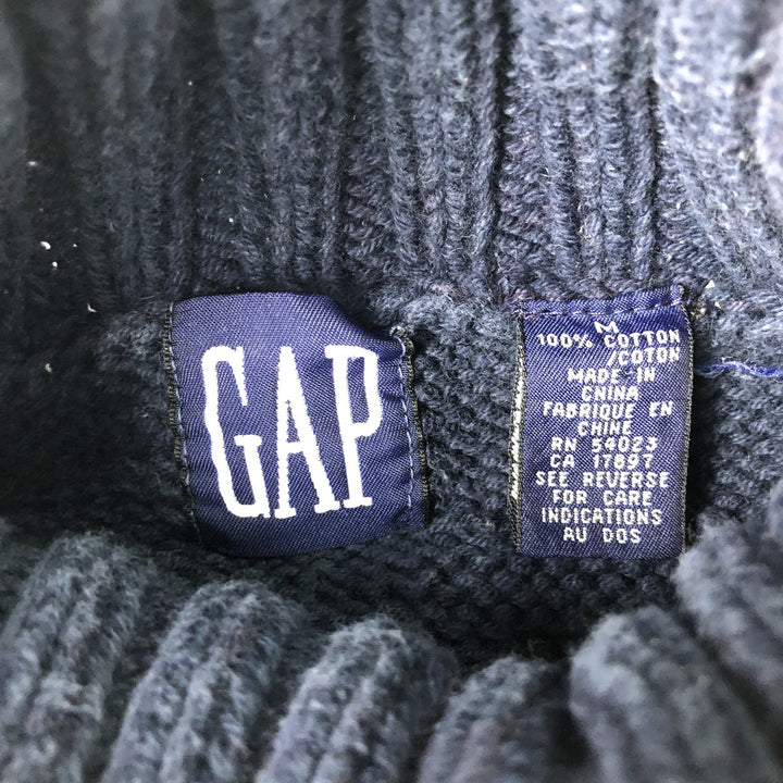 Vintage 90'S Gap Old Gap Snow Pattern Turtleneck Cotton Knit Sweater, Men's Size Medium cotton navy blue type Vintage Second Hand