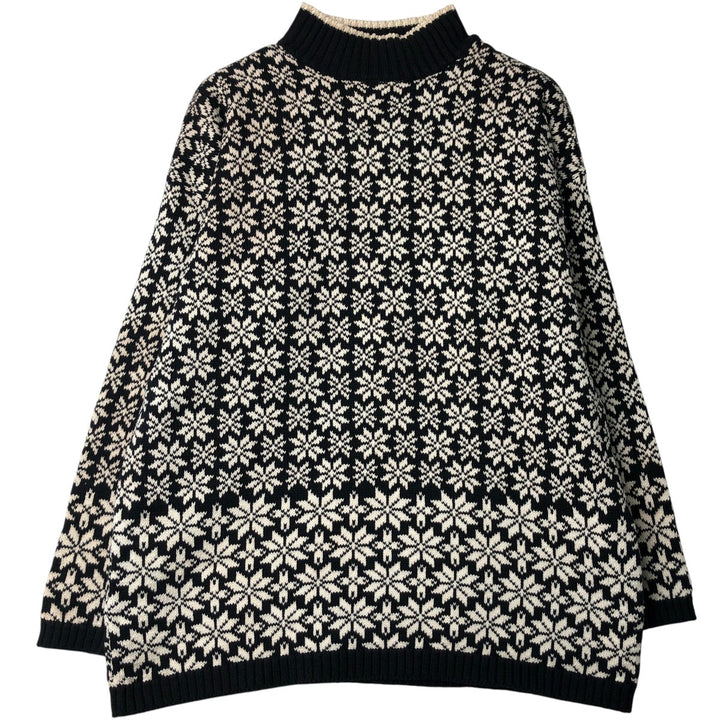 Vintage 90'S GAP Snow Pattern High-Neck Cotton Knit Sweater, Men's Size L cotton black type Vintage Second Hand