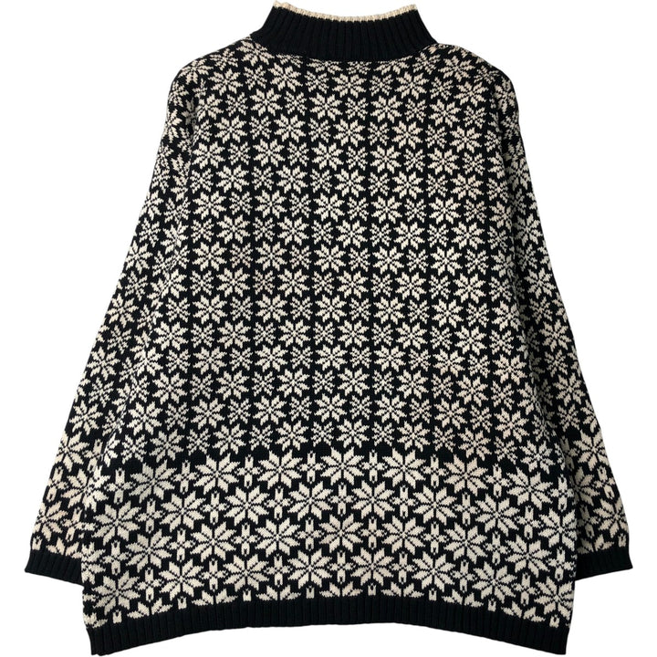 Vintage 90'S GAP Snow Pattern High-Neck Cotton Knit Sweater, Men's Size L cotton black type Vintage Second Hand