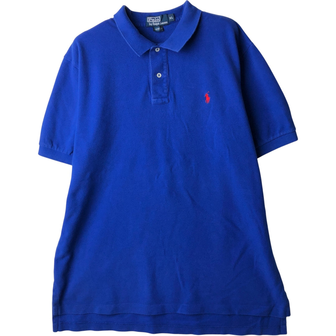 Ralph Lauren POLO by Ralph Lauren short sleeve polo shirt, men's XL size cotton blue type Vintage Second Hand