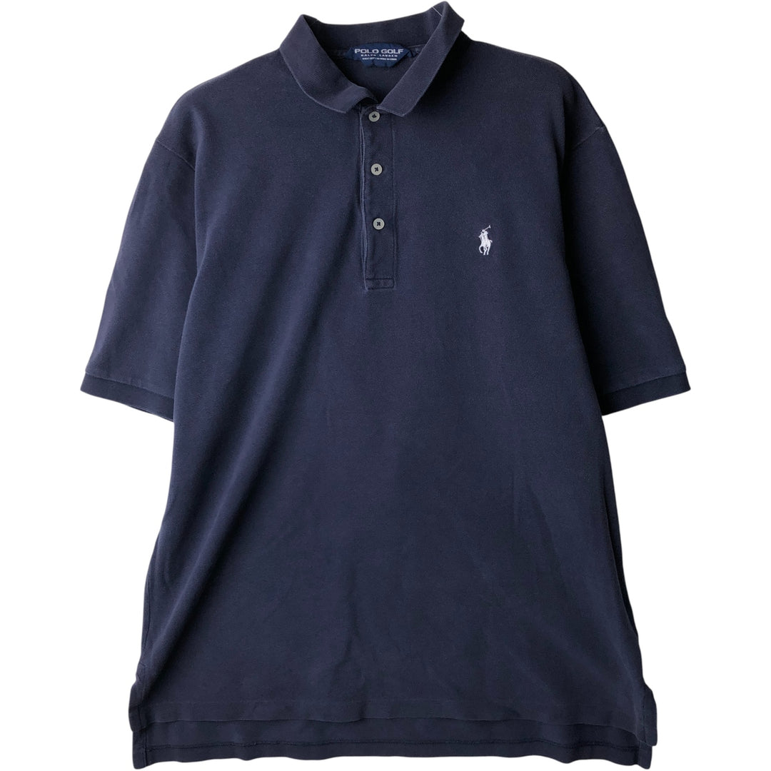 Ralph Lauren POLO GOLF Polo Golf short sleeve polo shirt for men size L cotton navy blue type Vintage Second Hand