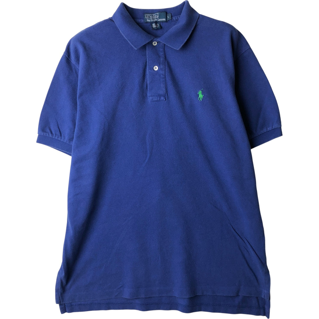 Ralph Lauren POLO by Ralph Lauren short sleeve polo shirt, men's size L cotton blue type Vintage Second Hand