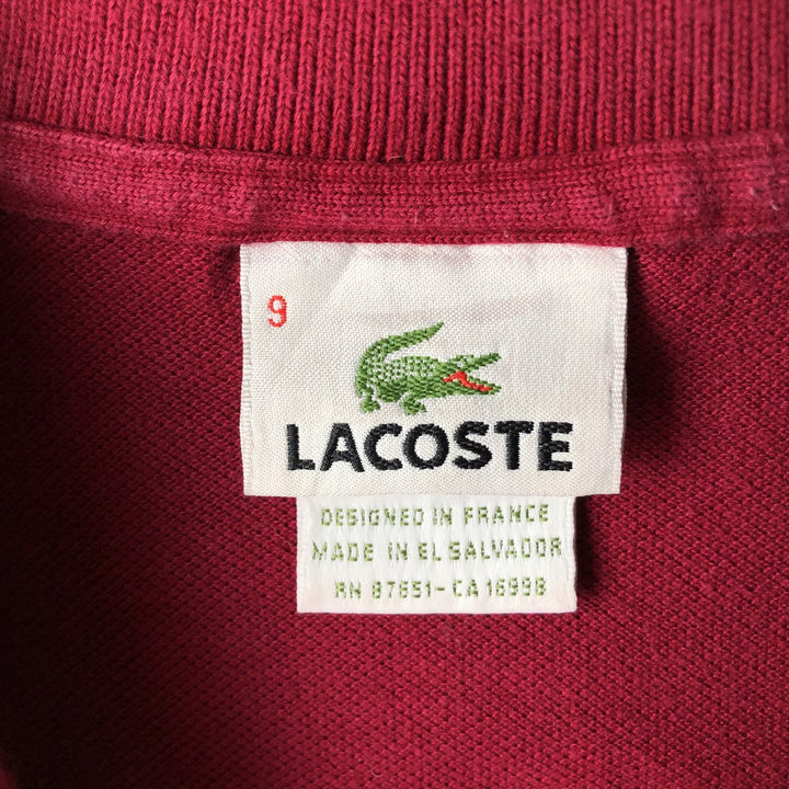 Oversized Lacoste Designed in France short-sleeved polo shirt, size 9, men's XXXL. cotton wine-red Vintage Second Hand
