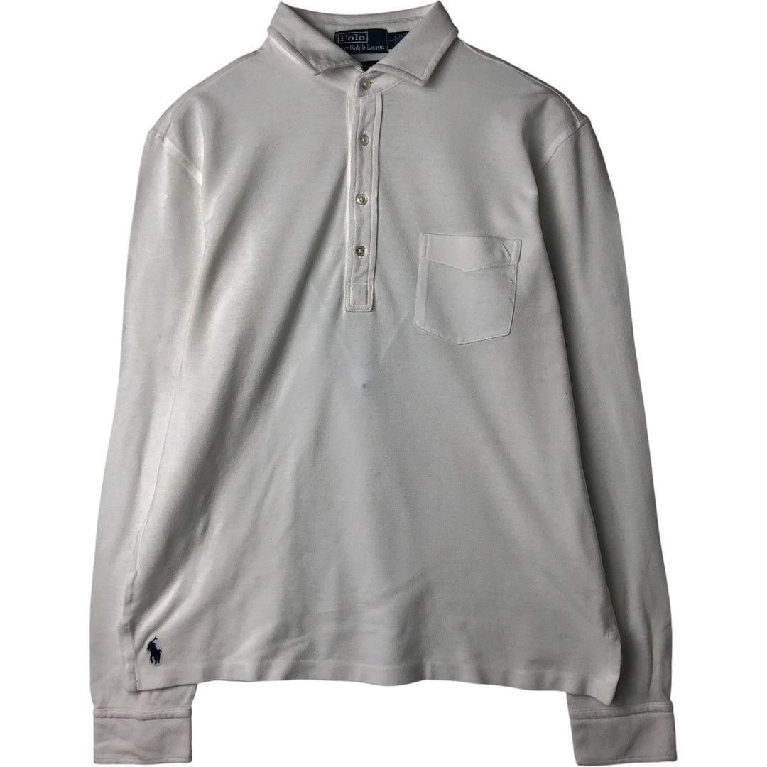 Ralph Lauren POLO by Ralph Lauren long sleeve polo shirt, men's size L Pima Cotton white type Vintage Second Hand