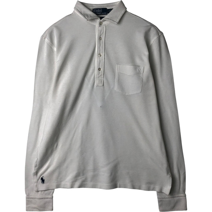 Ralph Lauren POLO by Ralph Lauren long sleeve polo shirt, men's size L Pima Cotton white type Vintage Second Hand