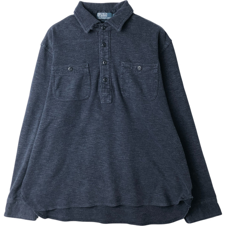 Ralph Lauren POLO by Ralph Lauren long sleeve polo shirt, men's XL size cotton navy blue type Vintage Second Hand