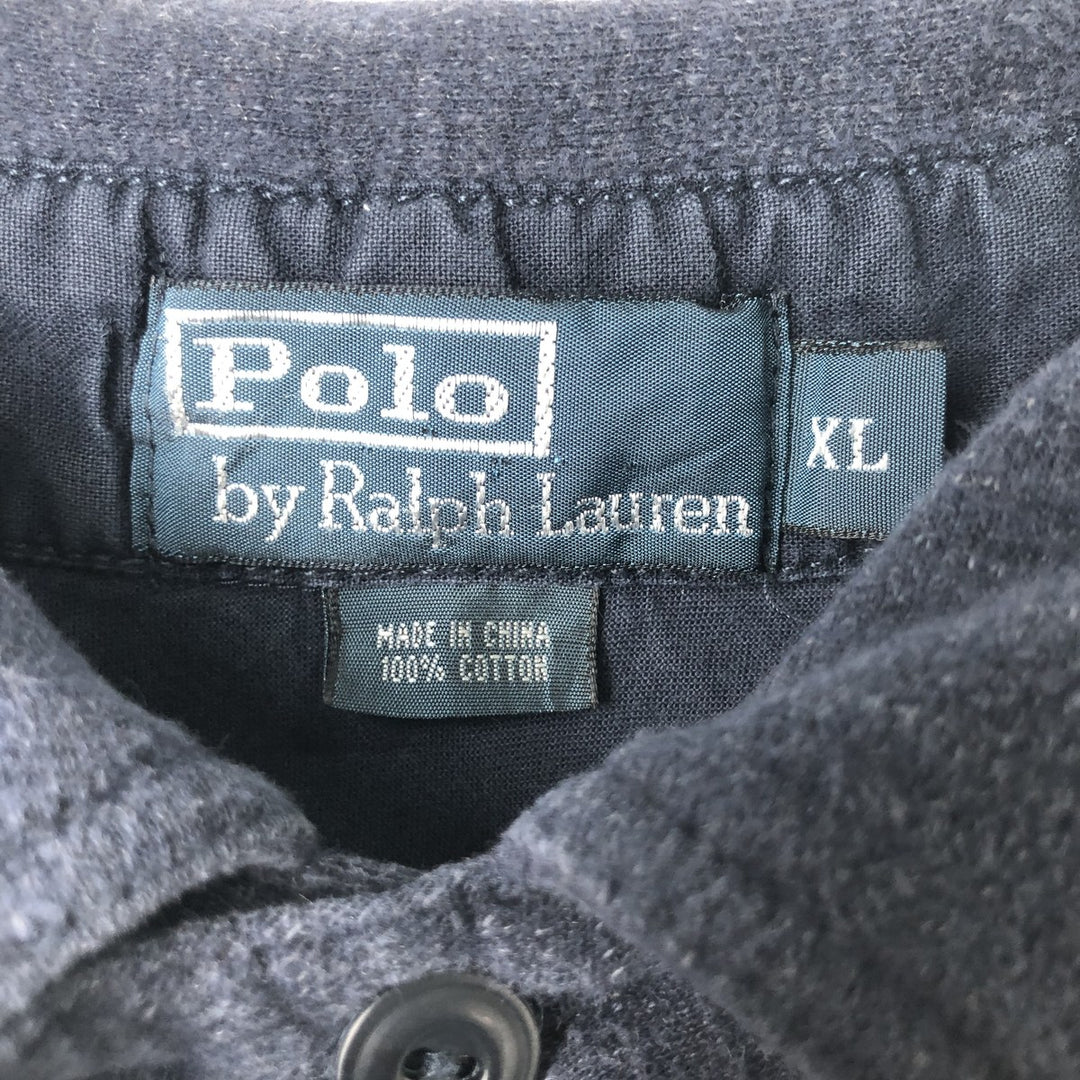 Ralph Lauren POLO by Ralph Lauren long sleeve polo shirt, men's XL size cotton navy blue type Vintage Second Hand