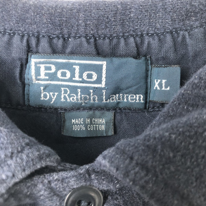 Ralph Lauren POLO by Ralph Lauren long sleeve polo shirt, men's XL size cotton navy blue type Vintage Second Hand