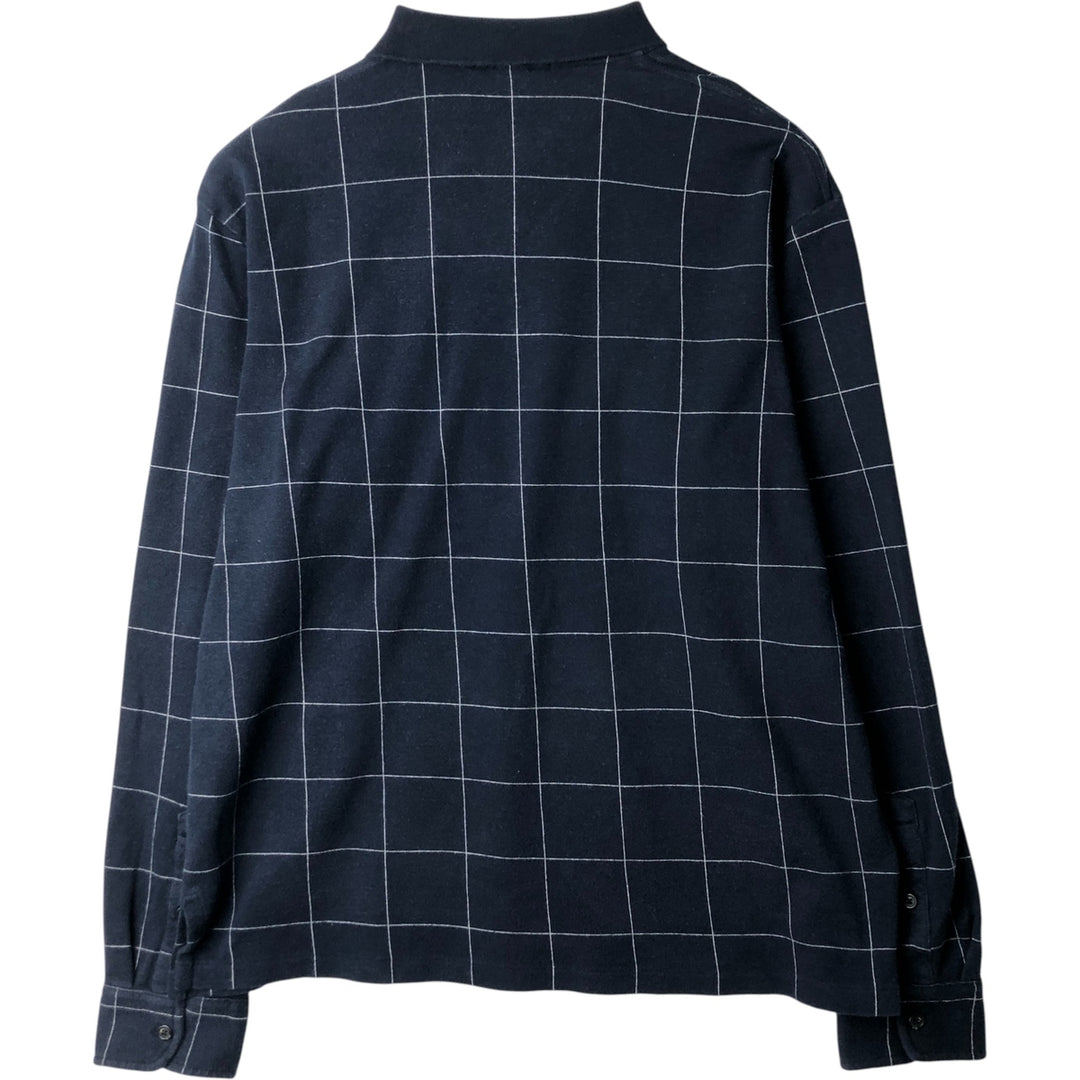 Ralph Lauren POLO by Ralph Lauren long-sleeved checked polo shirt, men's size XL cotton navy blue type Vintage Second Hand