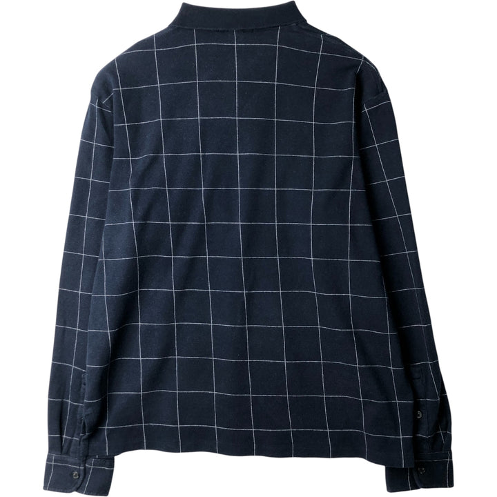 Ralph Lauren POLO by Ralph Lauren long-sleeved checked polo shirt, men's size XL cotton navy blue type Vintage Second Hand