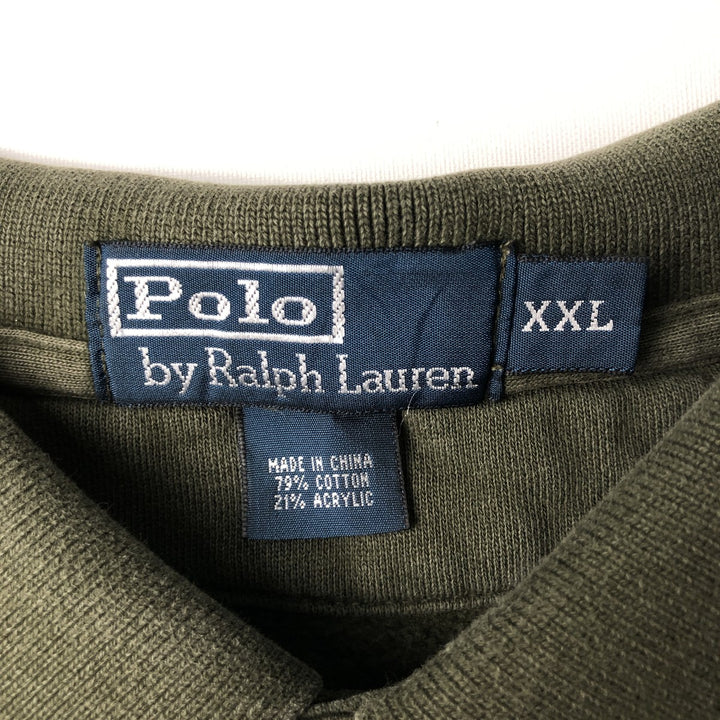 Ralph Lauren POLO by Ralph Lauren long sleeve polo shirt, men's size XXL cotton Khaki type Vintage Second Hand