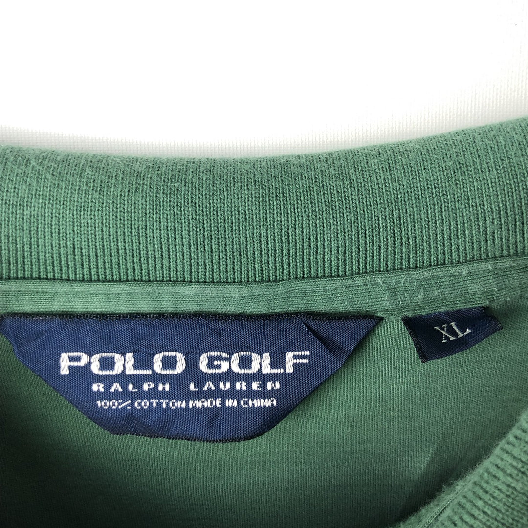 Ralph Lauren POLO GOLF long-sleeved polo shirt, men's size XL cotton green type Vintage Second Hand