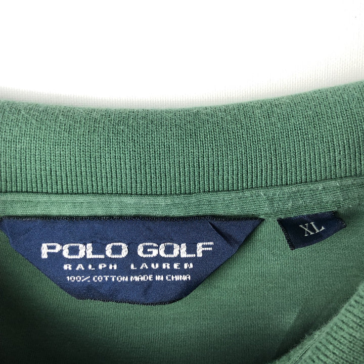 Ralph Lauren POLO GOLF long-sleeved polo shirt, men's size XL cotton green type Vintage Second Hand