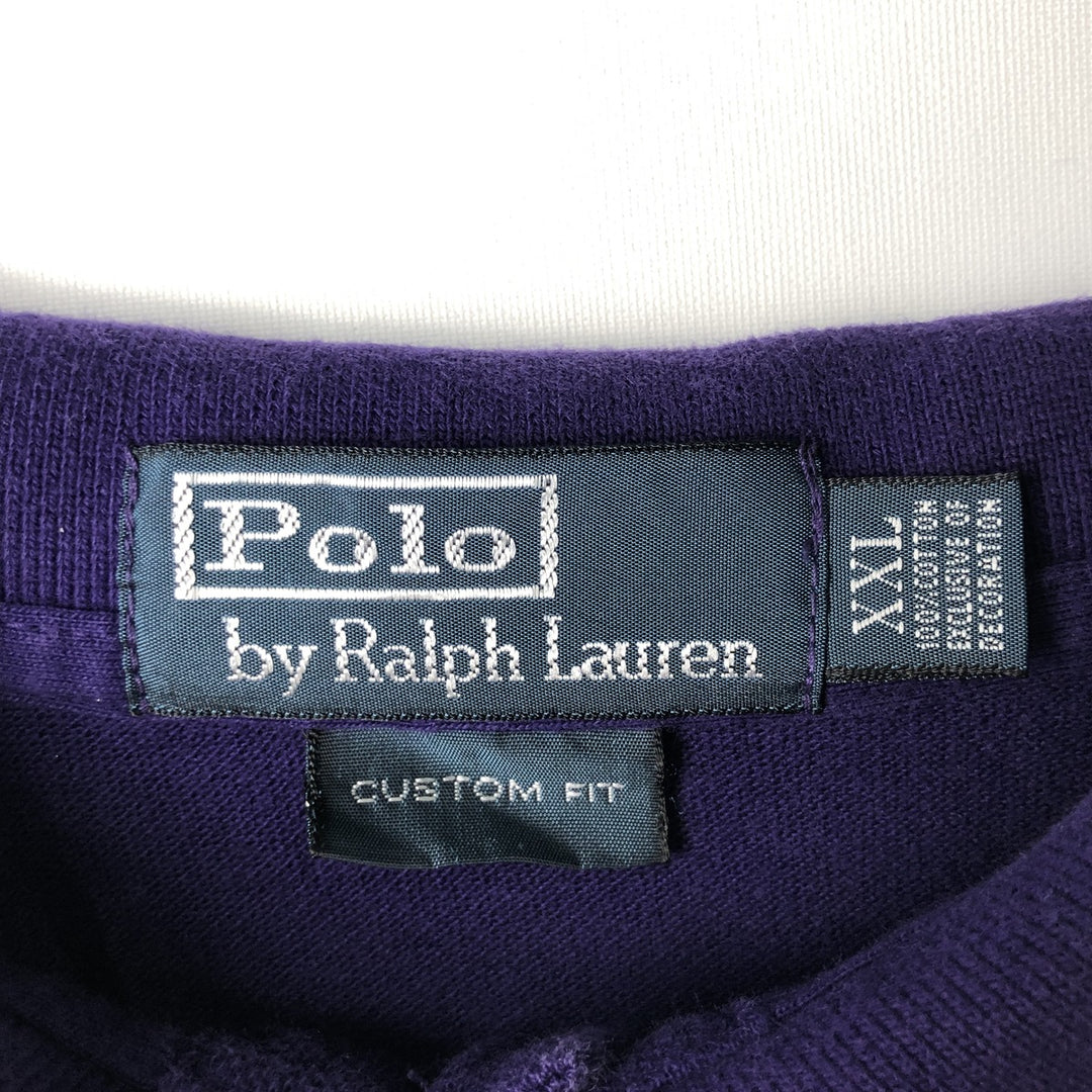 Ralph Lauren POLO by Ralph Lauren CUSTOM FIT Big Pony Long Sleeve Polo Shirt, Men's XXL cotton purple type Vintage Second Hand