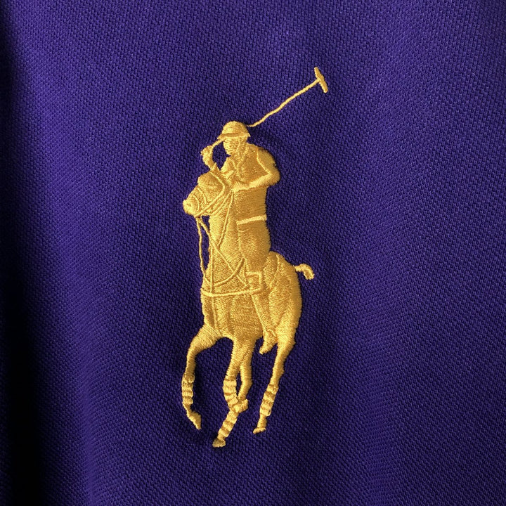 Ralph Lauren POLO by Ralph Lauren CUSTOM FIT Big Pony Long Sleeve Polo Shirt, Men's XXL cotton purple type Vintage Second Hand
