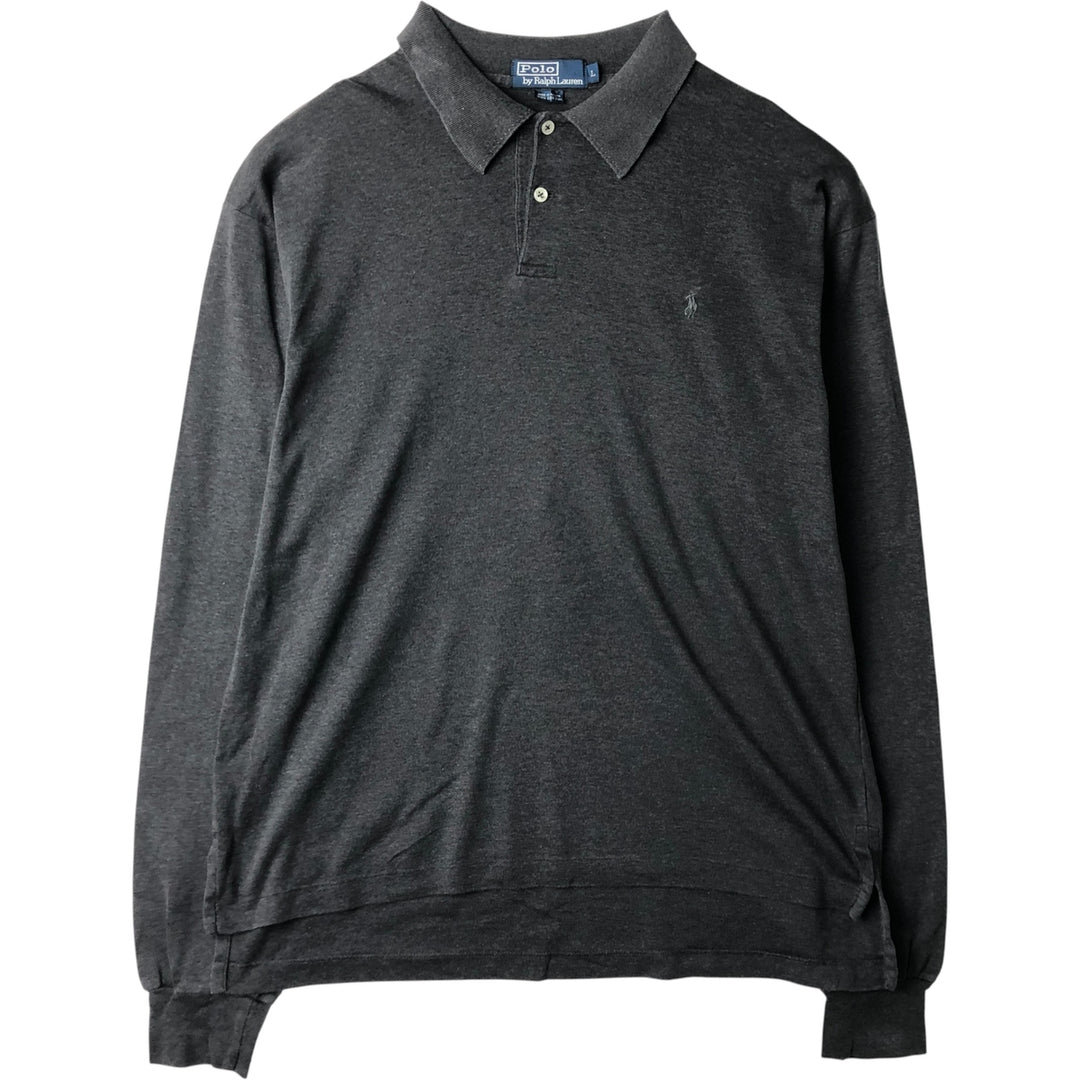 Ralph Lauren POLO by Ralph Lauren long sleeve polo shirt, men's size L cotton gray type Vintage Second Hand